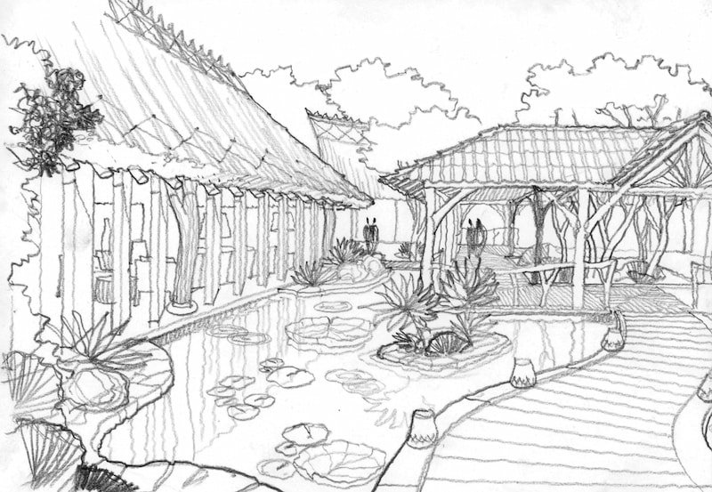 Landscaping near the pool